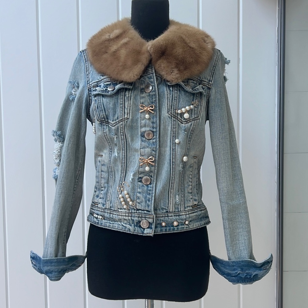 American Eagle Jean Jacket with Custom jewel pins